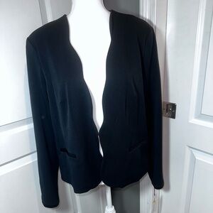 Elle Black Open Front Blazer Zip Closure Tailored Jacket